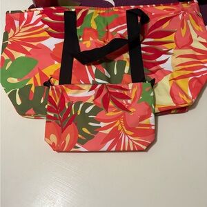 Tropical Print Tote and Pouch Set